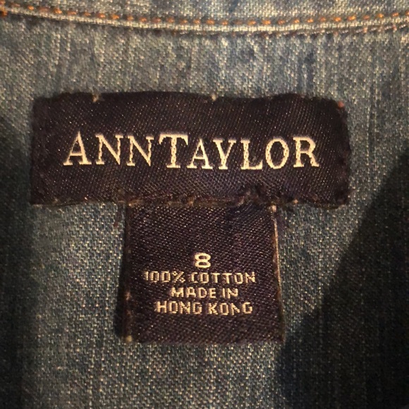 ANN TAYLOR 💯% cotton denim tunic top•front lacing•long sleeve•size 8 - Picture 13 of 17